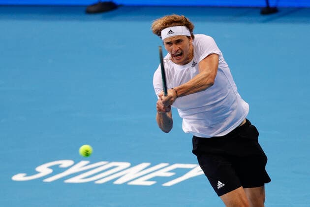 Alexander Zverev of Team Germany plays a shot against Cameron Norrie of Team Great Britain during the ATP, Tennis Herren Cup at Qudos Bank Arena, Sydney Olympic Park Tennis Centre, Sydney, Australia on 2 January 2022. Copyright: xPeterxDovganx 30460148