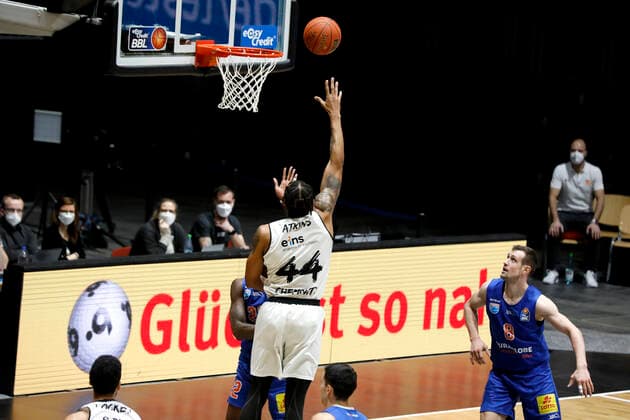 02 01 2022, easyCredit Basketball Bundesliga, BBL, 2021 2022 season, men, Chemnitz Niners Syntainics MBC Darion Atkins, Niners Chemnitz Chemnitz Fair Chemnitz Saxony Germany