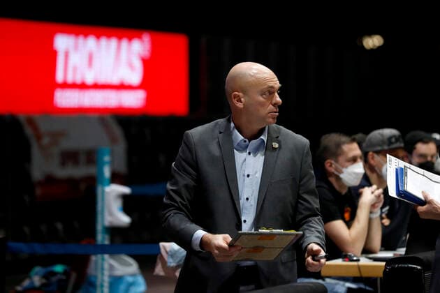 02 01 2022, easyCredit Basketball Bundesliga, BBL, 2021 2022 season, men, Chemnitz Niners Syntainics MBC Rodrigo Pastore Headcoach , Niners Chemnitz Chemnitz Fair Chemnitz Saxony Germany