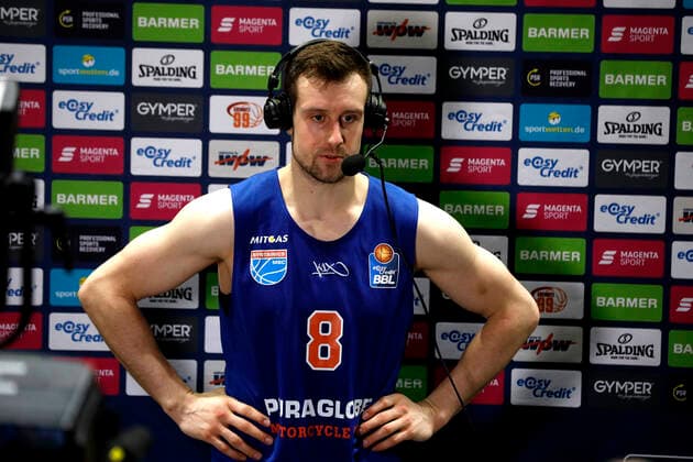 02 01 2022, easyCredit Basketball Bundesliga, BBL, 2021 2022 season, men, Chemnitz Niners Syntainics MBC Johannes Richter, Syntainics MBC, during interview Chemnitz Messe Chemnitz Sachsen Germany