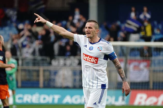 Dimitri Lienard (Strasbourg) FOOTBALL : Montpellier vs Strasbourg - 16eme de finale de coupe de France - Montpellier - 02 01 2022 NorbertScanella Panoramic 