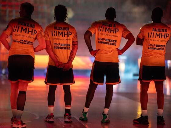 Lukas Herzog MHP Riesen Ludwigsburg, 11 , Jonah Radebaugh MHP Riesen Ludwigsburg, 12 , Yorman Polas Bartolo MHP Riesen Ludwigsburg, 13 , Rawle Alkins MHP Riesen Ludwigsburg, 20 , GER, Ratiopharm Ulm vs MHP Riesen Ludwigsburg, Basketball, Bundesliga, easycredit, 15 Matchday, Season 2021 2022, 02 01 2022, GER, Ratiopharm Ulm vs MHP Riesen Ludwigsburg, Basketball, Bundesliga, easycredit, 15 Matchday, Season 2021 2022, 02 01 2022 Ulm Copyright: xEibner-Pressefoto SaschaxWaltherx EP_EER