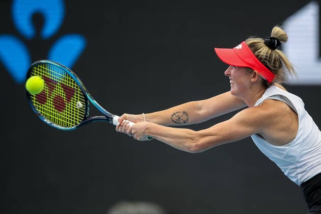 TENNIS ADELAIDE INTERNATIONAL, Storm Sanders (AUS) in her match against Elena Rybakina (KAZ) during Day 1 of the the Adelaide International Tennis Tournament, at Memorial Drive, in Adelaide, Monday, January 3, 2022. ( NO ARCHIVING, EDITORIAL USE ONLY, NO USE IN BOOKS WITHOUT CONSENT ADELAIDE SA AUSTRALIA  Copyright: xMATTxTURNERx 20220103001610483758