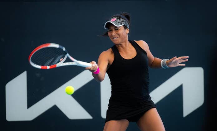 January 3, 2022, ADELAIDE, AUSTRALIA: Heather Watson of Great Britain in action during the first round of the 2022 Adelaide International WTA, Tennis Damen 500 tennis tournament against Ajla Tomljanovic of Australia ADELAIDE AUSTRALIA - ZUMAa181 20220103_zaa_a181_116 Copyright: xRobxPrangex