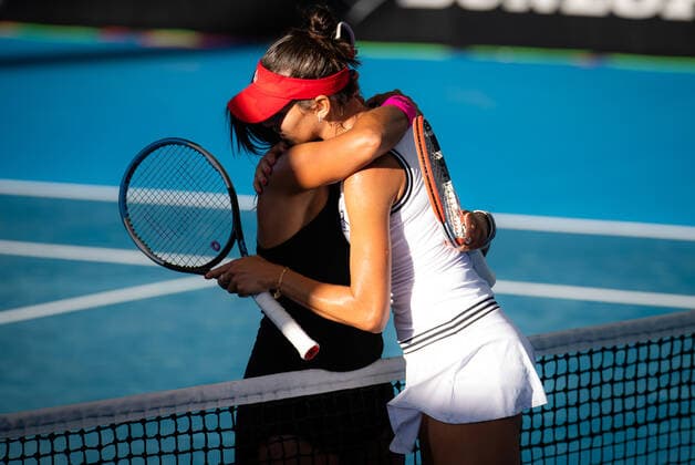January 3, 2022, ADELAIDE, AUSTRALIA: Ajla Tomljanovic of Australia & Heather Watson of Great Britain in action during the first round of the 2022 Adelaide International WTA, Tennis Damen 500 tennis tournament ADELAIDE AUSTRALIA - ZUMAa181 20220103_zaa_a181_148 Copyright: xRobxPrangex