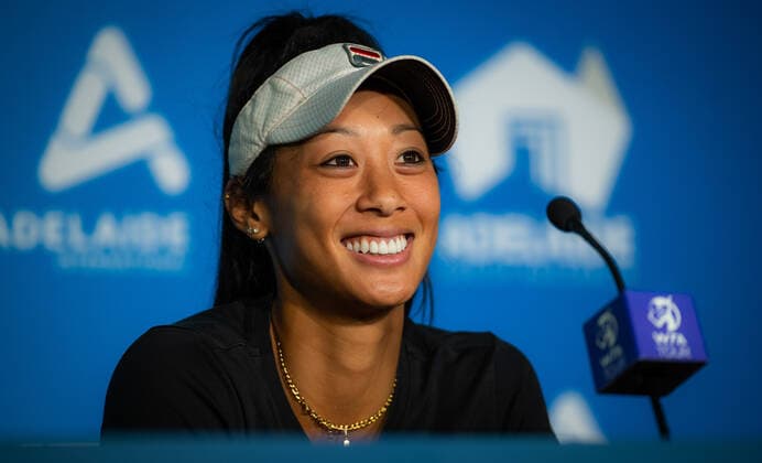 January 3, 2022, ADELAIDE, AUSTRALIA: Priscilla Hon of Australia talks to the media after the first round of the 2022 Adelaide International WTA, Tennis Damen 500 tennis tournament ADELAIDE AUSTRALIA - ZUMAa181 20220103_zaa_a181_196 Copyright: xRobxPrangex
