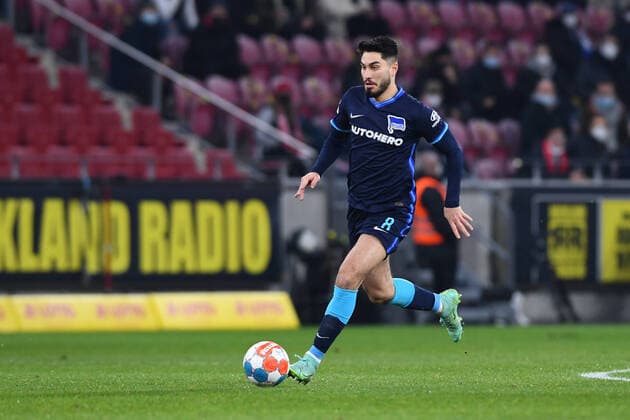 Football 1 Bundesliga 16 Matchday 1 FSV Mainz 05 Hertha BSC Berlin on 14 12 2021 at MEWA Arena in Mainz Suat Serdar Berlin DFL regulations prohibit any use of photographs as image sequences and or quasi video xHDx