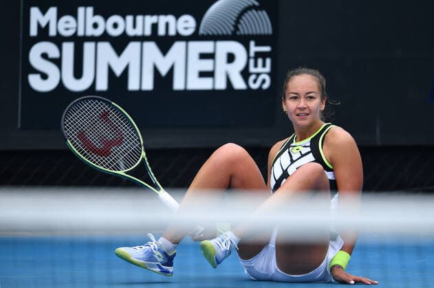 TENNIS MELBOURNE SUMMER SET, Lesley Pattinama Kerkhove of the Netherlands is seen during their match against Kimberly Birrell of Australia on Day 2 of the Melbourne Summer Set tennis tournament at Melbourne Park in Melbourne, Tuesday, January 4, 2022. ( NO ARCHIVING, EDITORIAL USE ONLY, NO USE IN BOOKS WITHOUT CONSENT MELBOURNE VIC AUSTRALIA  Copyright: xJAMESxROSSx 0146911434st