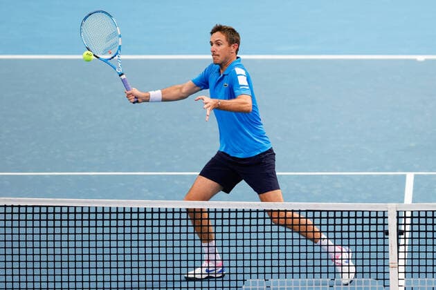 Edouard Roger-Vasselin of Team France plays a shot in the doubles during the ATP, Tennis Herren Cup at Qudos Bank Arena, Sydney Olympic Park Tennis Centre, Sydney, Australia on 4 January 2022. Copyright: xPeterxDovganx 30460250