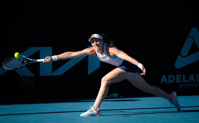 Mandatory Credit: Photo by Rob Prange Shutterstock (12683870fh) Despina Papamichail of Greece in action during the first round of the 2022 Adelaide International WTA, Tennis Damen 500 tennis tournament Adelaide International, Tennis, Memorial Drive Tennis Centre, Adelaide, Australia - 04 Jan 2022 Adelaide International, Tennis, Memorial Drive Tennis Centre, Adelaide, Australia - 04 Jan 2022  Copyright: xRobxPrange Shutterstockx 12683870fh