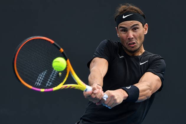 TENNIS MELBOURNE SUMMER SET, Rafael Nadal of Spain in action during a doubles match with Jaume Munar of Spain against Tomas Martin Etcheverry and Sebastian Baez of Argentina on Day 2 of the Melbourne Summer Set tennis tournament at Melbourne Park in Melbourne, Tuesday, January 4, 2022. ( NO ARCHIVING, EDITORIAL USE ONLY, NO USE IN BOOKS WITHOUT CONSENT MELBOURNE VIC AUSTRALIA  Copyright: xJAMESxROSSx 0146914178st
