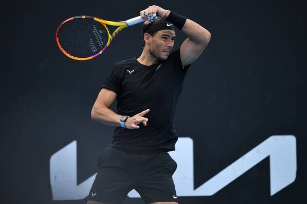 TENNIS MELBOURNE SUMMER SET, Rafael Nadal of Spain in action during a doubles match with Jaume Munar of Spain against Tomas Martin Etcheverry and Sebastian Baez of Argentina on Day 2 of the Melbourne Summer Set tennis tournament at Melbourne Park in Melbourne, Tuesday, January 4, 2022. ( NO ARCHIVING, EDITORIAL USE ONLY, NO USE IN BOOKS WITHOUT CONSENT MELBOURNE VIC AUSTRALIA  Copyright: xJAMESxROSSx 0146915228st