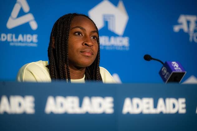 Mandatory Credit: Photo by Rob Prange Shutterstock (12683870fr) Cori Gauff of the United States talks to the media after the first round of the 2022 Adelaide International WTA, Tennis Damen 500 tennis tournament Adelaide International, Tennis, Memorial Drive Tennis Centre, Adelaide, Australia - 04 Jan 2022 Adelaide International, Tennis, Memorial Drive Tennis Centre, Adelaide, Australia - 04 Jan 2022  Copyright: xRobxPrange Shutterstockx 12683870fr
