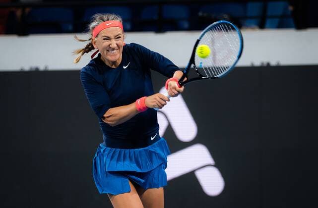 Mandatory Credit: Photo by Rob Prange Shutterstock (12683870fy) Victoria Azarenka of Belarus in action during the first round of the 2022 Adelaide International WTA, Tennis Damen 500 tennis tournament Adelaide International, Tennis, Memorial Drive Tennis Centre, Adelaide, Australia - 04 Jan 2022 Adelaide International, Tennis, Memorial Drive Tennis Centre, Adelaide, Australia - 04 Jan 2022  Copyright: xRobxPrange Shutterstockx 12683870fy