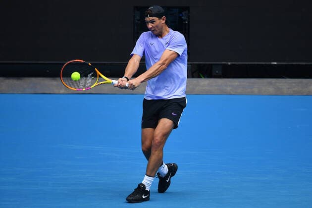 TENNIS MELBOURNE SUMMER SET, Rafael Nadal of Spain trains during a practice session on Day 3 of the Melbourne Summer Set tennis tournament at Melbourne Park in Melbourne, Wednesday, January 5, 2022. ( NO ARCHIVING, EDITORIAL USE ONLY, NO USE IN BOOKS WITHOUT CONSENT MELBOURNE VIC AUSTRALIA  Copyright: xJAMESxROSSx 20220105001610897813