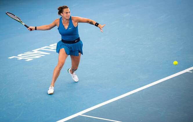 Mandatory Credit: Photo by Rob Prange Shutterstock (12683872aa) Aryna Sabalenka of Belarus in action during the second round of the 2022 Adelaide International WTA, Tennis Damen 500 tennis tournament Adelaide International, Tennis, Memorial Drive Tennis Centre, Adelaide, Australia - 05 Jan 2022 Adelaide International, Tennis, Memorial Drive Tennis Centre, Adelaide, Australia - 05 Jan 2022  Copyright: xRobxPrange Shutterstockx 12683872aa