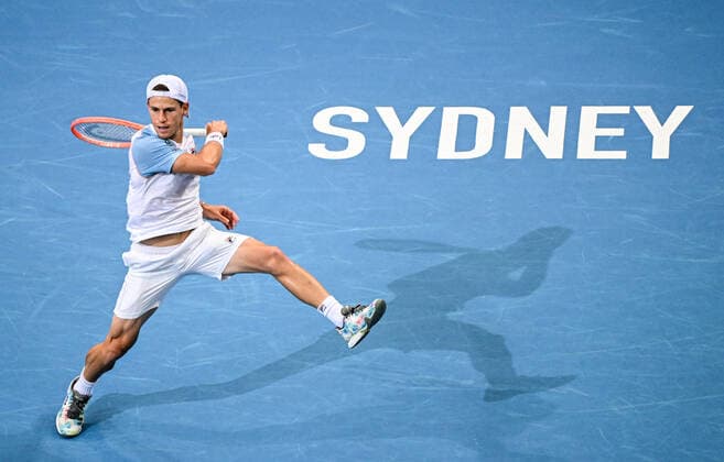 Mandatory Credit: Photo by James Gourley Shutterstock (12683878ao) Diego Schwartzman of Team Argentina in action during the ATP, Tennis Herren Cup Group Match against Team Poland ATP Cup, Tennis, Qudos Bank Arena, Sydney, Australia - 05 Jan 2022 ATP Cup, Tennis, Qudos Bank Arena, Sydney, Australia - 05 Jan 2022  Copyright: xJamesxGourley Shutterstockx 12683878ao