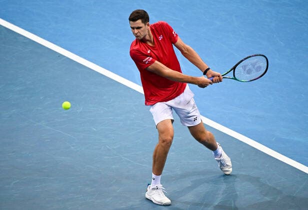 Mandatory Credit: Photo by James Gourley Shutterstock (12683878al) Hubert Hurkacz of Team Poland in action during the ATP, Tennis Herren Cup Group Match against Team Argentina ATP Cup, Tennis, Qudos Bank Arena, Sydney, Australia - 05 Jan 2022 ATP Cup, Tennis, Qudos Bank Arena, Sydney, Australia - 05 Jan 2022  Copyright: xJamesxGourley Shutterstockx 12683878al