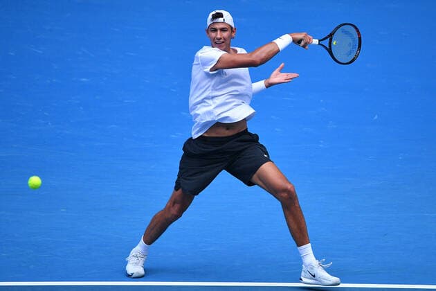 TENNIS MELBOURNE SUMMER SET, Alexei Popyrin of Australia in action during their match against vs. Stefano Travaglia of Italy on Day 3 of the Melbourne Summer Set tennis tournament at Melbourne Park in Melbourne, Wednesday, January 5, 2022. ( NO ARCHIVING, EDITORIAL USE ONLY, NO USE IN BOOKS WITHOUT CONSENT MELBOURNE VIC AUSTRALIA  Copyright: xJAMESxROSSx 20220105001610943907