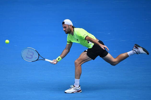 TENNIS MELBOURNE SUMMER SET, Stefano Travaglia of Italy in action during their match against Alexei Popyrin of Australia on Day 3 of the Melbourne Summer Set tennis tournament at Melbourne Park in Melbourne, Wednesday, January 5, 2022. ( NO ARCHIVING, EDITORIAL USE ONLY, NO USE IN BOOKS WITHOUT CONSENT MELBOURNE VIC AUSTRALIA  Copyright: xJAMESxROSSx 20220105001610944039