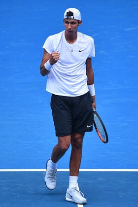 TENNIS MELBOURNE SUMMER SET, Alexei Popyrin of Australia reacts during their match against vs. Stefano Travaglia of Italy on Day 3 of the Melbourne Summer Set tennis tournament at Melbourne Park in Melbourne, Wednesday, January 5, 2022. ( NO ARCHIVING, EDITORIAL USE ONLY, NO USE IN BOOKS WITHOUT CONSENT MELBOURNE VIC AUSTRALIA  Copyright: xJAMESxROSSx 20220105001610944202