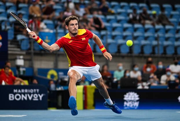 TENNIS ATP, Tennis Herren CUP, Pablo Carreno Busta of Team Spain in action during his match against Filip Krajinovic of Team Serbia on Day 5 of the ATP Cup tennis tournament at the Ken Rosewall Arena in Sydney, Wednesday, January 5, 2022. ( NO ARCHIVING, EDITORIAL USE ONLY, NO USE IN BOOKS WITHOUT CONSENT SYDNEY NSW AUSTRALIA  Copyright: xJAMESxGOURLEYx 20220105001610952721