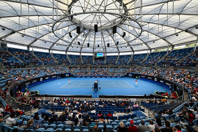 TENNIS ATP, Tennis Herren CUP, A general view of the Ken Rosewall Arena during the match between Filip Krajinovic of Team Serbia and Pablo Carreno Busta of Team Spain on Day 5 of the ATP Cup tennis tournament at the Ken Rosewall Arena in Sydney, Wednesday, January 5, 2022. ( NO ARCHIVING, EDITORIAL USE ONLY, NO USE IN BOOKS WITHOUT CONSENT SYDNEY NSW AUSTRALIA  Copyright: xJAMESxGOURLEYx 20220105001610953052