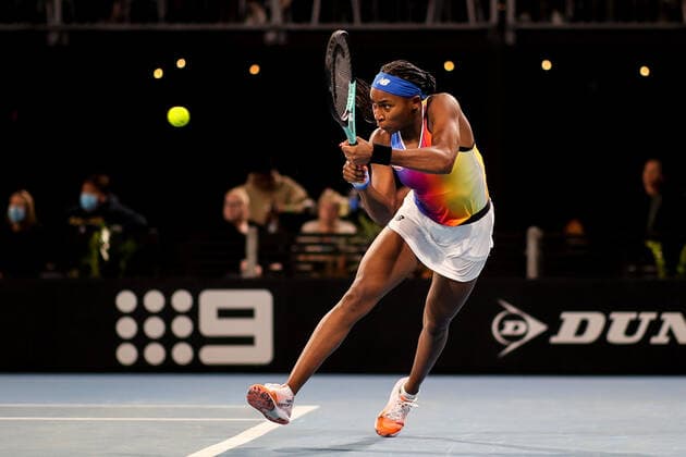 TENNIS ADELAIDE INTERNATIONAL, Cori Gauff of the USA during her match against Ashleigh Barty of Australia on Day 3 of the the Adelaide International Tennis Tournament, at Memorial Drive, in Adelaide, Wednesday, January 5, 2022. ( NO ARCHIVING, EDITORIAL USE ONLY, NO USE IN BOOKS WITHOUT CONSENT ADELAIDE SA AUSTRALIA  Copyright: xMATTxTURNERx 20220105001610967780