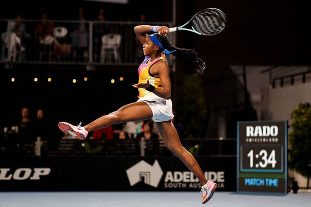 TENNIS ADELAIDE INTERNATIONAL, Cori Gauff of the USA during her match against Ashleigh Barty of Australia on Day 3 of the the Adelaide International Tennis Tournament, at Memorial Drive, in Adelaide, Wednesday, January 5, 2022. ( NO ARCHIVING, EDITORIAL USE ONLY, NO USE IN BOOKS WITHOUT CONSENT ADELAIDE SA AUSTRALIA  Copyright: xMATTxTURNERx 20220105001610967872