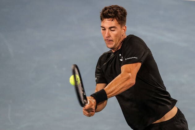 TENNIS ADELAIDE INTERNATIONAL, Thanasi Kokkinakis of Australia in his match against Frances Tiafoe of the USA on Day 3 of the the Adelaide International Tennis Tournament, at Memorial Drive, in Adelaide, Wednesday, January 5, 2022. ( NO ARCHIVING, EDITORIAL USE ONLY, NO USE IN BOOKS WITHOUT CONSENT ADELAIDE SA AUSTRALIA  Copyright: xMATTxTURNERx 20220105001610981439
