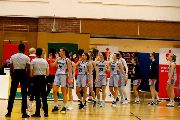 05 01 2022, Womens Basketball, DBBL Cup, Quarterfinal, Season 2021 2022, Women, Chemcats Chemnitz Rhineland Lions Close of Play Chemnitz Sporthalle am Schlossteich Saxony Germany