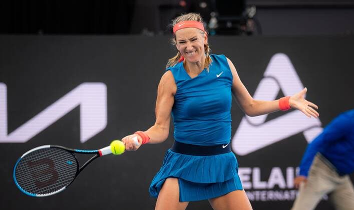 Mandatory Credit: Photo by Rob Prange Shutterstock (12683873cb) Victoria Azarenka of Belarus in action during the second round of the 2022 Adelaide International WTA, Tennis Damen 500 tennis tournament Adelaide International, Tennis, Memorial Drive Tennis Centre, Adelaide, Australia - 06 Jan 2022 Adelaide International, Tennis, Memorial Drive Tennis Centre, Adelaide, Australia - 06 Jan 2022  Copyright: xRobxPrange Shutterstockx 12683873cb