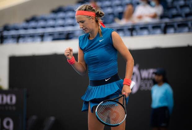 Mandatory Credit: Photo by Rob Prange Shutterstock (12683873bt) Victoria Azarenka of Belarus in action during the second round of the 2022 Adelaide International WTA, Tennis Damen 500 tennis tournament Adelaide International, Tennis, Memorial Drive Tennis Centre, Adelaide, Australia - 06 Jan 2022 Adelaide International, Tennis, Memorial Drive Tennis Centre, Adelaide, Australia - 06 Jan 2022  Copyright: xRobxPrange Shutterstockx 12683873bt