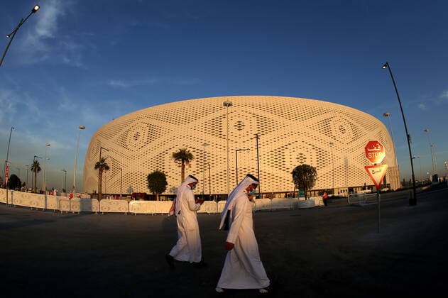 FIFA FuÃŸball WM 2022, SportstÃ¤tten, Al-Thumama Stadion General view outside the Al Thumama Stadium in Al Thumama, Qatar, taken during sunset in the build up to the 2022 FIFA World Cup, WM, Weltmeisterschaft, Fussball Photo by 06 12 2021  Copyright: xx