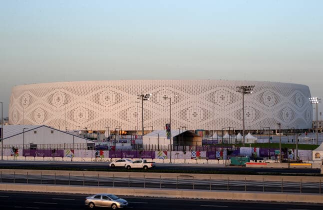 FIFA FuÃŸball WM 2022, SportstÃ¤tten, Al-Thumama Stadion General view outside the Al Thumama Stadium in Al Thumama, Qatar, taken during a sunset in the build up to the 2022 FIFA World Cup, WM, Weltmeisterschaft, Fussball Photo by 07 12 2021  Copyright: xx