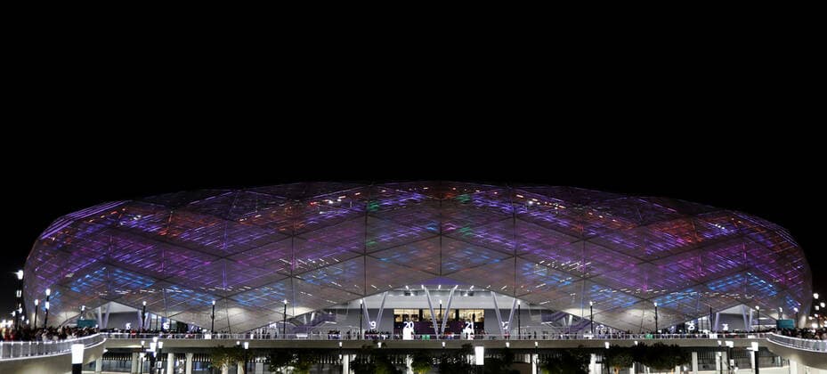 FIFA FuÃŸball WM 2022, SportstÃ¤tten, Education City Stadium General view outside the Education City Stadium in Al Rayyan, Qatar. Taken at night time during the FIFA Arab Cup in the build up to the 2022 FIFA World Cup, WM, Weltmeisterschaft, Fussball Photo by 10 12 2021  Copyright: xx