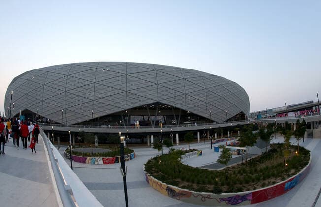 FIFA FuÃŸball WM 2022, SportstÃ¤tten, Education City Stadium General view of Tunisian fans outside the Education City Stadium in Al Rayyan, Qatar, taken during a sunset in the build up to the 2022 FIFA World Cup, WM, Weltmeisterschaft, Fussball Photo by 10 12 2021  Copyright: xx