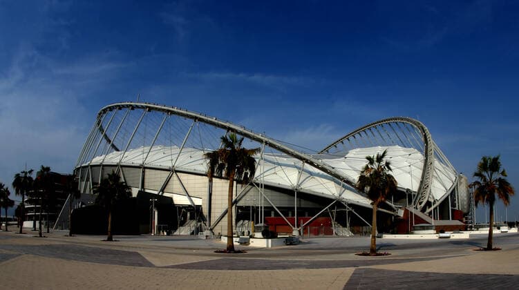 FIFA FuÃŸball WM 2022, SportstÃ¤tten, Khalifa International Stadium General view outside the Khalifa Stadium in Doha, Qatar. Taken in the build up to the 2022 FIFA World Cup, WM, Weltmeisterschaft, Fussball Photo by 14 12 2021  Copyright: xx