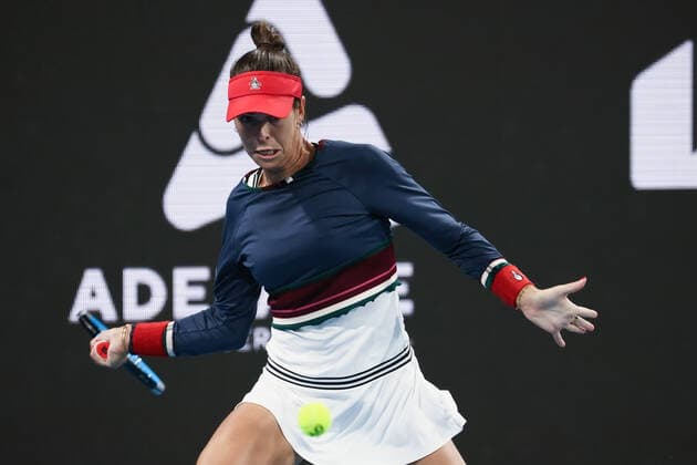 ADELAIDE, AUSTRALIA - JANUARY 06: Ajla Tomljanovic of Australia plays a forehand during the WTA, Tennis Damen singles match between Ajla Tomljanovic of Australia and Sofia Kenin of United States on day four of the Adelaide International tennis tournament at Memorial Drive on January 06, 2022 in Adelaide, Australia. (Photo by Peter Mundy Speed Media Icon Sportswire) TENNIS: JAN 06 Adelaide International Icon220106256