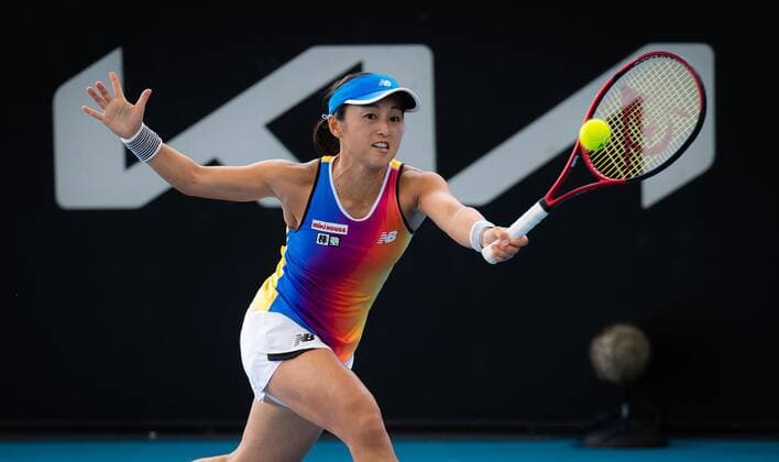 Mandatory Credit: Photo by Rob Prange Shutterstock (12683874be) Misaki Doi of Japan in action during the quarterfinal at the 2022 Adelaide International WTA, Tennis Damen 500 tennis tournament Adelaide International, Tennis, Memorial Drive Tennis Centre, Adelaide, Australia - 07 Jan 2022 Adelaide International, Tennis, Memorial Drive Tennis Centre, Adelaide, Australia - 07 Jan 2022  Copyright: xRobxPrange Shutterstockx 12683874be