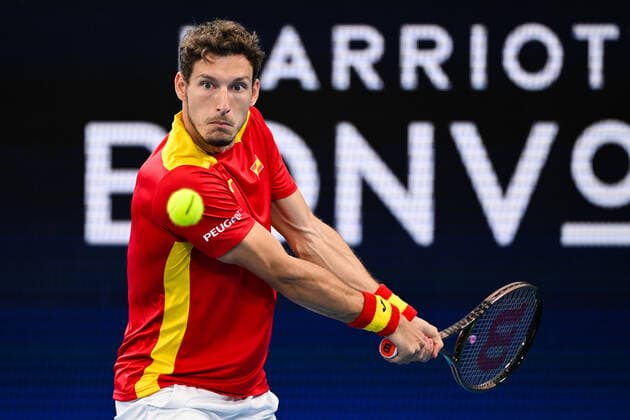 TENNIS ATP, Tennis Herren CUP, Pablo Carreno Busta of Team Spain in action during his Semi-Final match against Jan Zielinski of Team Poland on Day 7 of the ATP Cup tennis tournament at the Ken Rosewall Arena in Sydney, Friday, January 7, 2022. ( NO ARCHIVING, EDITORIAL USE ONLY, NO USE IN BOOKS WITHOUT CONSENT SYDNEY NSW AUSTRALIA  Copyright: xJAMESxGOURLEYx 20220107001611464040