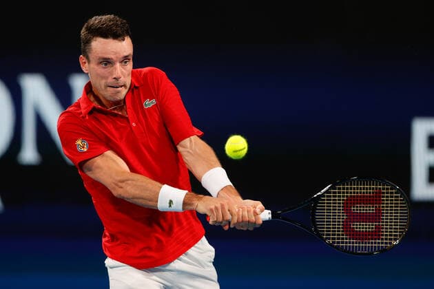 Roberto Bautista Agut of Team Spain returns serve to Hubert Hurkacz of Team Poland during the ATP, Tennis Herren Cup Semi Final at Sydney Olympic Park Tennis Centre, Sydney, Australia on 7 January 2022. Copyright: xPeterxDovganx 30460418