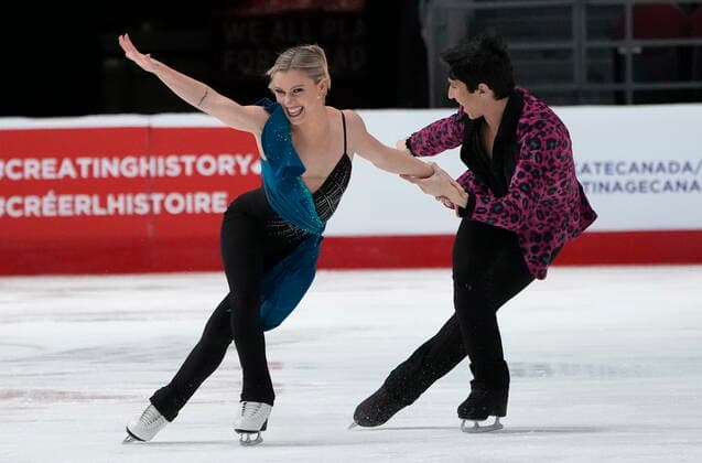 January 7, 2022, Ottawa, ON, Canada: Marjorie Lajoie and Zachary Lagha perform their routine during the senior dance rhythm program at the National Skating Championships, in Ottawa, Friday, Jan. 7, 2022. Marjorie Lajoie Zachary Lagha  - ZUMAc35_ 20220107_zaf_c35_041 Copyright: xAdrianxWyldx