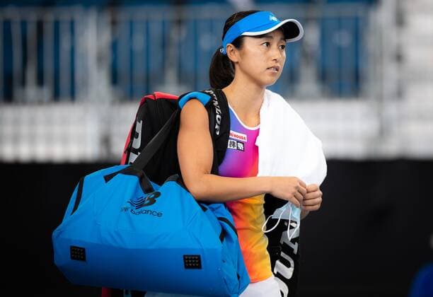 Mandatory Credit: Photo by Rob Prange Shutterstock (12683875q) Misaki Doi of Japan in action during the semi-final at the 2022 Adelaide International WTA, Tennis Damen 500 tennis tournament Adelaide International, Tennis, Memorial Drive Tennis Centre, Adelaide, Australia - 08 Jan 2022 Adelaide International, Tennis, Memorial Drive Tennis Centre, Adelaide, Australia - 08 Jan 2022  Copyright: xRobxPrange Shutterstockx 12683875q