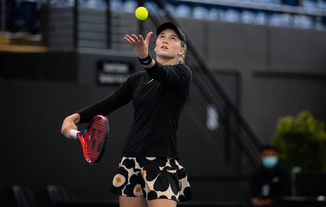 Mandatory Credit: Photo by Rob Prange Shutterstock (12683875ac) Elena Rybakina of Kazakhstan in action during the semi-final at the 2022 Adelaide International WTA, Tennis Damen 500 tennis tournament Adelaide International, Tennis, Memorial Drive Tennis Centre, Adelaide, Australia - 08 Jan 2022 Adelaide International, Tennis, Memorial Drive Tennis Centre, Adelaide, Australia - 08 Jan 2022  Copyright: xRobxPrange Shutterstockx 12683875ac
