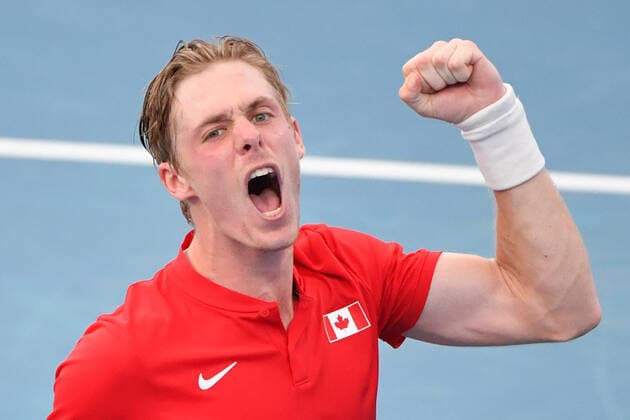 TENNIS ATP, Tennis Herren CUP, Canada?s Denis Shapovalov celebrates after winning his semi-finals match against Russia?s Roman Safiullin on Day 8 of the ATP Cup tennis tournament at Qudos Bank Arena in Sydney, Saturday, January 8, 2022. ( NO ARCHIVING, EDITORIAL USE ONLY, NO USE IN BOOKS WITHOUT CONSENT SYDNEY NSW AUSTRALIA  Copyright: xMICKxTSIKASx 20220108001611706327