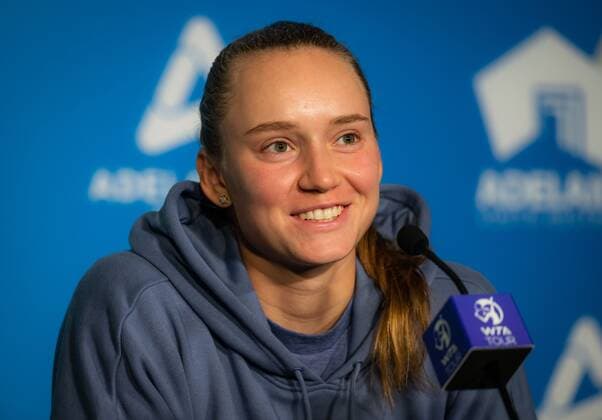 Mandatory Credit: Photo by Rob Prange Shutterstock (12683875af) Elena Rybakina of Kazakhstan talks to the media after the semi-final at the 2022 Adelaide International WTA, Tennis Damen 500 tennis tournament Adelaide International, Tennis, Memorial Drive Tennis Centre, Adelaide, Australia - 08 Jan 2022 Adelaide International, Tennis, Memorial Drive Tennis Centre, Adelaide, Australia - 08 Jan 2022  Copyright: xRobxPrange Shutterstockx 12683875af
