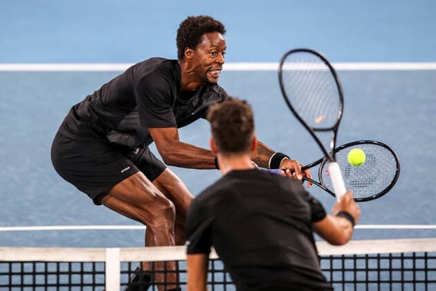 TENNIS ADELAIDE INTERNATIONAL, Gael Monfils of France during his Semi Final match against Thanasi Kokkinakis of Australia on Day 6 of the Adelaide International Tennis Tournament, at Memorial Drive, in Adelaide, Saturday, January 8, 2022. ( NO ARCHIVING, EDITORIAL USE ONLY, NO USE IN BOOKS WITHOUT CONSENT ADELAIDE SA AUSTRALIA  Copyright: xMATTxTURNERx 20220108001611745909