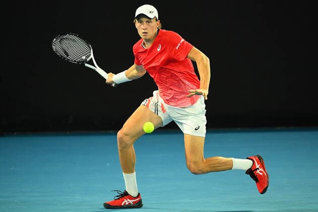 TENNIS MELBOURNE SUMMER SET, Emil Ruusuvuor of Finland in action during their match against Rafael Nadal of Spain on Day 6 of the Melbourne Summer Set tennis tournament at Melbourne Park in Melbourne, Saturday, January 8, 2022. ( NO ARCHIVING, EDITORIAL USE ONLY, NO USE IN BOOKS WITHOUT CONSENT MELBOURNE VIC AUSTRALIA  Copyright: xJAMESxROSSx 0146980392st