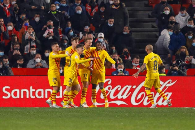 Granada CF v FC Barcelona, Barca - La Liga Santander Luuk de Jong, of FC Barcelona scores a goal during the La Liga match between Granada CF and FC Barcelona at Nuevo Los Carmenes Stadium on January 8, 2022 in Granada, Spain. Granada Granada Spain  Copyright: xÃlexxCamarax originalFilename:camaramartinez-granadac220108_npDPC.jpg
